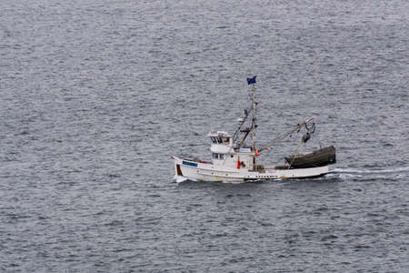 Campbell River, Vancouver Island, British Columbia, Canada. View of Fishing Boat in the ocean during...