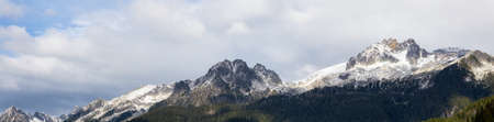 Beautiful Panoramic View of Canadian Mountain Landscape during a colorful and vibrant evening in...