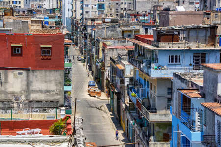 Havana, Cuba - May 28, 2019: Beautiful Aerial Street view of the Old Havana City, Capital of Cuba, during a bright and sunny day.のeditorial素材