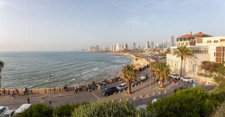 Jaffa, Tel Aviv-Yafo, Israel - April 13, 2019: View of a modern downtown city on the Mediterranean...
