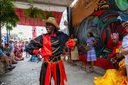 Havana, Cuba - May 29, 2019: Cuban people are performing an African Dance in the Old Havana City, Capital of Cuba, during a bright and sunny day.のeditorial素材