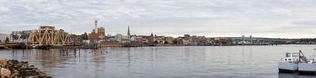 New London, Connecticut, United States - October 26, 2018: Panoramic view of the city during a cloudy day.のeditorial素材