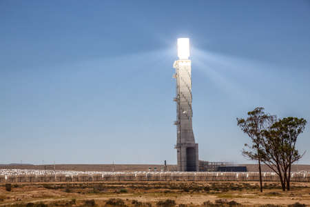 Big Tower at the Solar Power Station in Negev desert in Israel.の写真素材