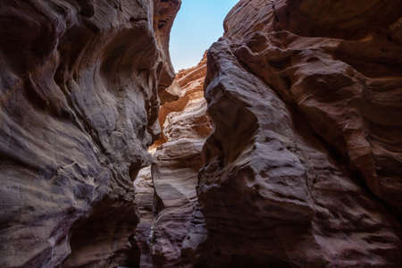 Beautiful landscape view of the Red Canyon in Eilat, Israel. Taken during a sunny sunrise.の写真素材