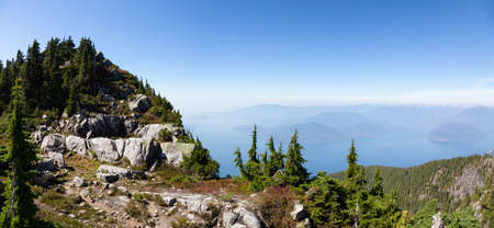 Beautiful panoramic view of Canadian Mountain Landscape during a vibrant summer day. Located on Howe...