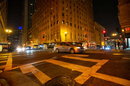 San Fancisco, California, United States - November 16, 2018: Urban streets in the downtown city...