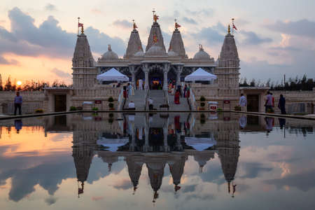 Houston, Texas, United States - November 7, 2018: Hindu Church, BAPS Shri Swaminarayan Mandir,...
