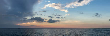 Beautiful dramatic sunset over the Caribbean Sea. Taken in Havana, Cuba.の写真素材