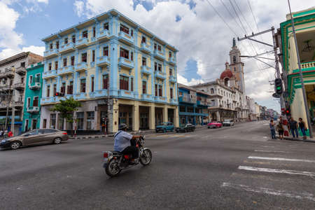 Havana, Cuba - May 14, 2019: Street view of the Old Havana City, Capital of Cuba, during a bright and sunny day.のeditorial素材