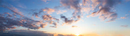 Beautiful Panoramic View of Cloudscape during a colorful sunset or sunrise. Taken on the West Coast...