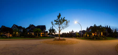 Residential Suburban Neighborhood in the City during a vibrant spring sunset. Taken in Fraser...