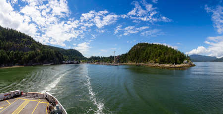 Horseshoe Bay, West Vancouver, British Columbia, Canada. Beautiful Panoramic View of Ferry Terminal in the City and Canadian Nature during a sunny day.の写真素材