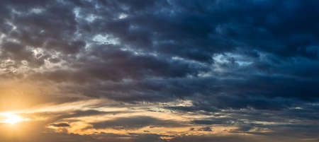 Beautiful Panoramic View of colorful cloudscape during dramatic sunset. Taken in White Rock, Vancouver, British Columbia, Canada.の写真素材