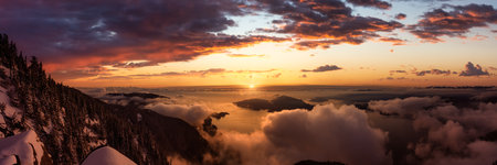 St Mark's Summit, in Howe Sound, North of Vancouver, British Columbia, Canada. Panoramic Canadian...