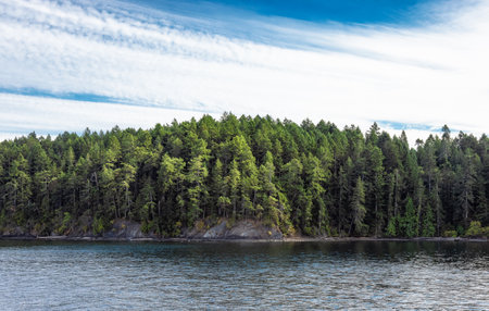 Canadian Nature Landscape View of the Islands on West Coast of Pacific Ocean. Sunny Summer. Located near Victoria, Vancouver Island, British Columbia, Canada.の写真素材
