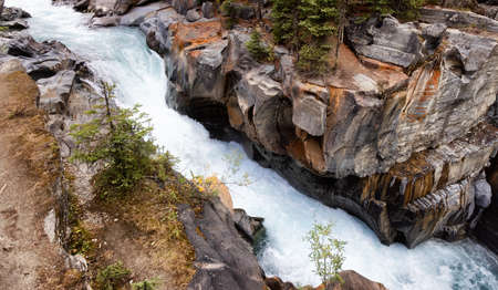 Fresh Water rushing in a canyon. Canadian Nature Background. Kootenay National Park, British Columbia, Canada.の写真素材