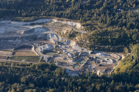 Aerial View from Airplane of an Industrial Site. Deroche, British Columbia, Canada.の写真素材