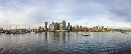 Panoramic View of Modern Downtown Cityscape during a sunny fall day. Vancouver, British Columbia, Canada.の写真素材