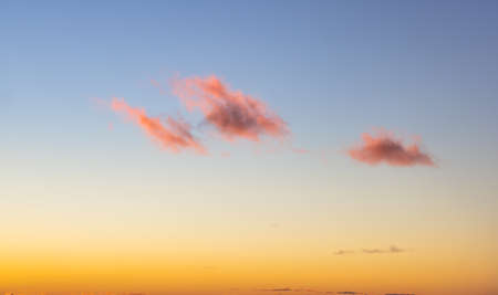 Beautiful Panoramic View of colorful cloudscape with blue Sky in Background during a sunny winter sunset. Taken in Vancouver, British Columbia, Canada.の写真素材