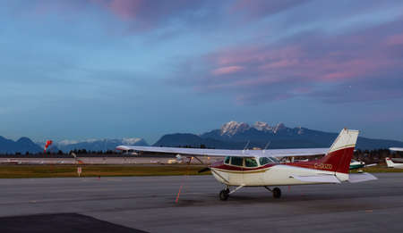 Pitt Meadows, Vancouver, British Columbia, Canada - March 6, 2022: View of Airplanes at the Airport...