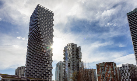 Vancouver, British Columbia, Canada - April 11, 2022: Buildings in a urban cityscape. Moden Architectureのeditorial素材