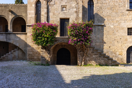 Historic Building in the Old Town of Rhodes, Greece. Sunny Day.の写真素材