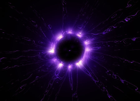 Purple Energy Shockwave on black background. Abstract 3D Rendering Art. resource. 3D Illustrationの写真素材