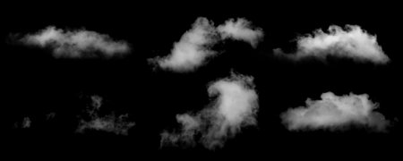 White Cloud Isolated on Black Background. Good for Atmosphere Creation and Composition. Collection Setの写真素材