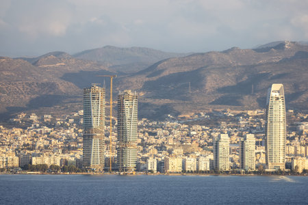 Modern Cityscape on the Sea Coast. Limassol, Cyprus. City Buildingsの写真素材