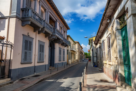 Streets in a touristic city on the Sea Coast. Limassol, Cyprus. City Buildingsの写真素材
