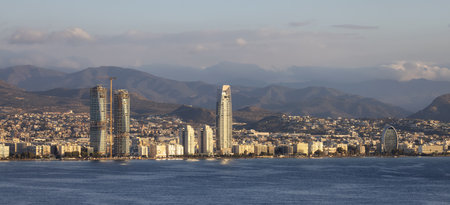 Modern Cityscape on the Sea Coast. Limassol, Cyprus. City Buildingsの写真素材