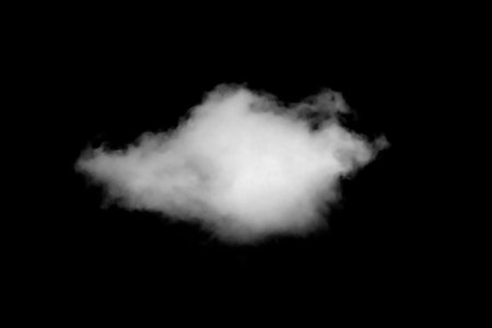 White Cloud Isolated on Black Background. Good for Atmosphere Creation and Compositionの写真素材