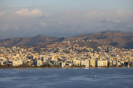 Modern Cityscape on the Sea Coast. Limassol, Cyprus. City Buildingsの写真素材