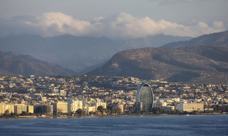 Modern Cityscape on the Sea Coast. Limassol, Cyprus. City Buildingsの写真素材