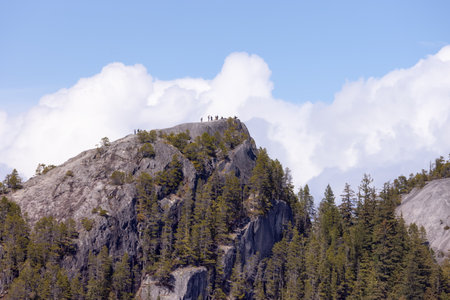Rocky cliffs on Chief Mountain in Squamish, BC, Canada. Nature Background. Sunny day.の写真素材