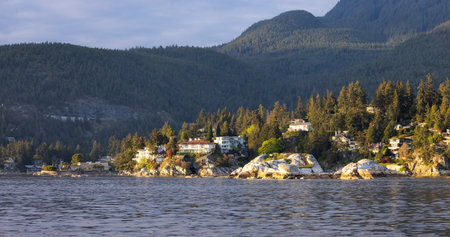 Horseshoe Bay with Canadian Mountain Landscape in Background. West Vancouver, British Columbia, Canada.の写真素材