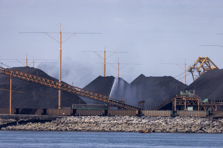 Tsawwassen, Greater Vancouver, British Columbia, Canada - May 19, 2023: Heavy Equipment at Coal export terminal.のeditorial素材