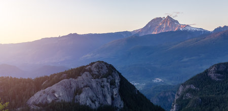 Canadian Mountain Landscape during Sunset. Squamish, British Columbia, Canada.の写真素材