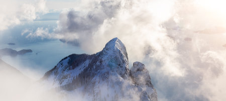 Canadian Mountain Landscape. Nature Background. Howe Sound north of Vancouver, British Columbia, Canada. Aerialの写真素材