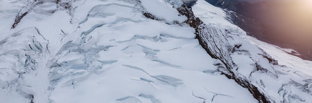 Glacier on the mountain top. American Landscape nature background. Aerial View of Mt Baker, Washington State, USA.の写真素材