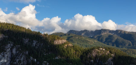 Rocky Cliffs and Trees on Canadian Mountain. Squamish, BC, Canada.の写真素材
