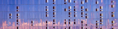 Abstract Background of Exterior Glass Wall on a Modern Architecture Building in Vancouver, BC, Canada.の写真素材