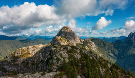 Canadian Mountain Landscape. Fall Season. Aerial Nature Background. Squamish, BC, Canada.の写真素材