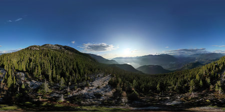 360 Panorama. Canadian Mountain Landscape. Fall Season. Aerial Nature Background. Squamish, BC,...