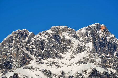 winter landscape mountain in Lofer by Salzburg in Austriaの写真素材