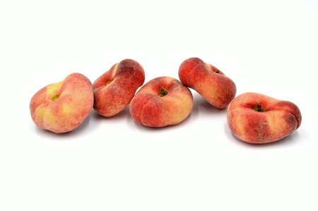 peach on white background photo close upの写真素材