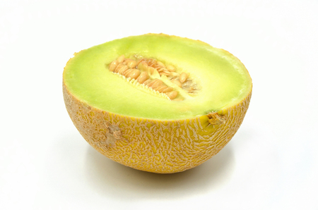Cantaloupe view on a white background isolatedの写真素材