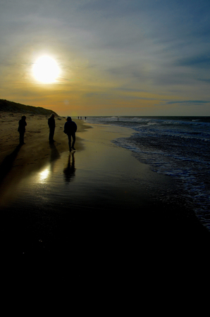 Northsea beach germany sunset very beautiful with peopleの写真素材