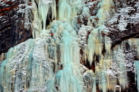 Ice Climbers on mountain Weissbach Lofer Austria Salzburgの写真素材
