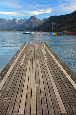 Jetty in the water Wolfgangsee Salzburg Austriaの写真素材